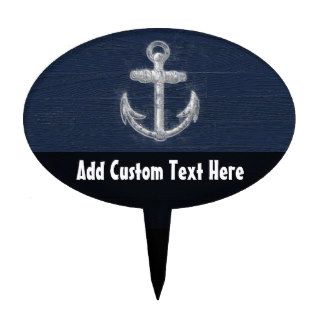Vintage Nautical Anchor Oval Cake Topper