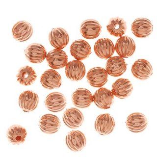 Beadaholique Fluted Round Metal Beads, 6.3mm, Real Copper