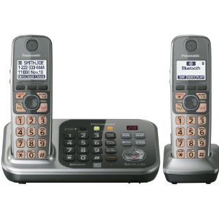 Panasonic KX TG7742S DECT 6.0 Link to Cell via Bluetooth Cordless Phone with Answering System, Silver, 2 Handsets  Electronics