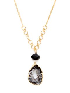 Black Spinel & Agate Geode Pendant Necklace by Alanna Bess Jewelry