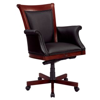 Executive High Back Chair With Upholstered Arms In Black Leather