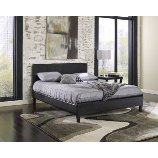 Sleep Sync Beaumont Upholstered Black Leather Complete Platform Bed