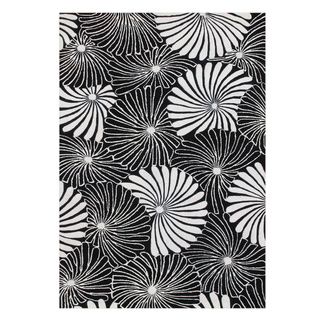 Alliyah Hand Made Floridly Black New Zealand Blend Wool Rug 9 Feet X 12 Feet