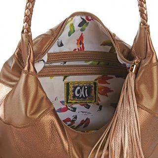 Chi by Falchi Metallic Leather Patchwork Hobo Bag