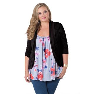 Sealed With A Kiss Womens Plus Size Amber Black 3/4 sleeve Shrug