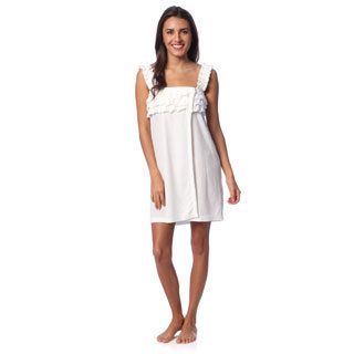 Aegean Apparel Aegean Apparel Womens White Knit Terry Ruffled Shower Wrap White Size S (4  6)