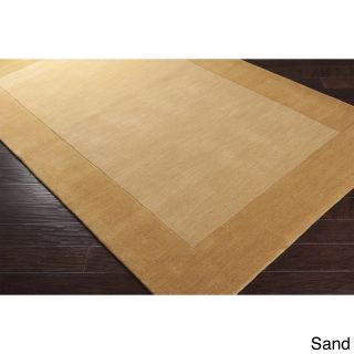 Surya Carpet, Inc Hand Loomed Obert Solid Bordered Tone on tone Wool Area Rug (9 X 13) Beige Size 9 x 13