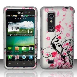Rubberized Pink Vines Design for LG LG Thrill 4G P925 Cell Phones & Accessories