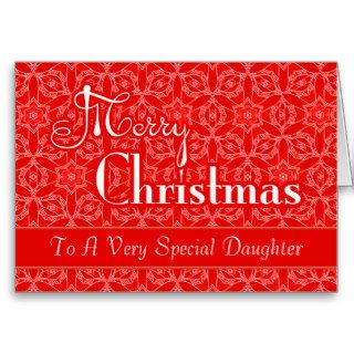 Antique Red Lace Christmas for Daughter Greeting Card