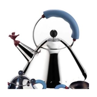 Alessi 2 qt. Signature Whistle Tea Kettle 9093 Color Polished Steel with Blu
