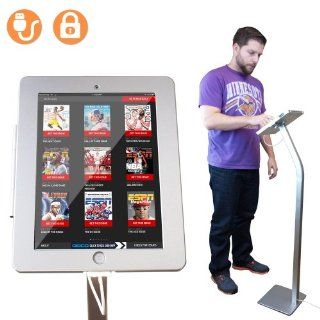 iPad Anti theft Kiosk Stand Floor Enclosure Holder with Security Lock & Built in Charging Cable for Retail Kiosk Display Showroom Tradeshow Electronics
