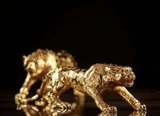 Gold Plated Leopard Sculpture   Statues
