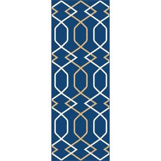 Metropolis Navy Contemporary Area Rug (27x73)