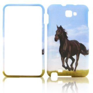 Samsung Galaxy Note i717 i 717 AT&T ATT Blue Sky with Black Stallion Horse Animal Design Snap On Hard Protective Cover Case Cell Phone Cell Phones & Accessories