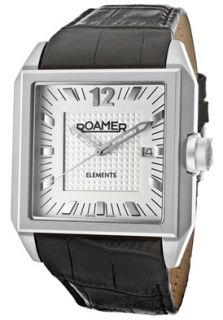 Roamer 940833 41 14 09  Watches,Mens Elements Silver Dial Black Genuine Leather, Luxury Roamer Quartz Watches