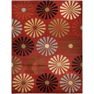 Floral Lake Red Contemporary Area Rug (710 X 106)