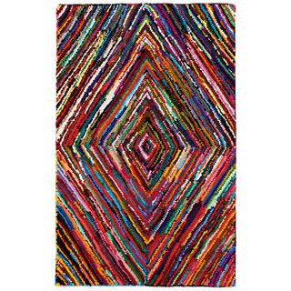 Kesa Multi colored Diamond Pattern Recycled Cotton Rug (10 X 14)