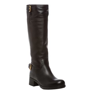Prada Prada Knee High Leather Boot With Buckle Detail Black Size 8.5