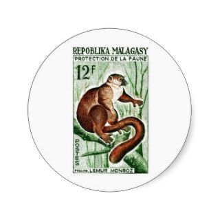 1961 Madagascar Mongoose Lemur Stamp Stickers