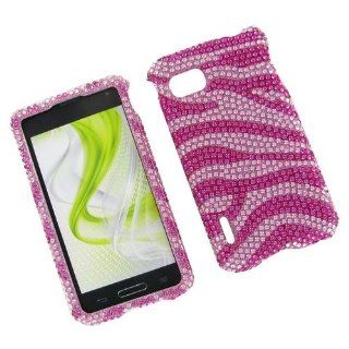 LG LS720 (Optimus F3) Full Diamond Hot Pink Zebra Protective Case Cell Phones & Accessories