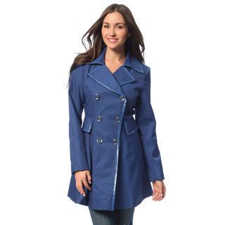 Via Spiga Womens Petite Periwinkle Double Breasted Trench Coat