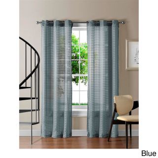 Victoria Classics Jacob Grommet Sheer 84 Inch Gingham Curtain Panel Pair Blue Size 38 x 84