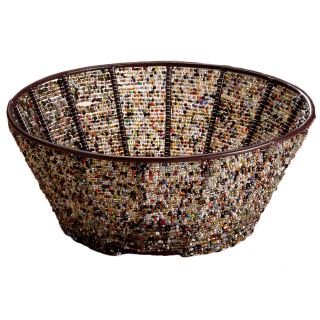 Round 10 inch Iron Basket With Multi color Beads