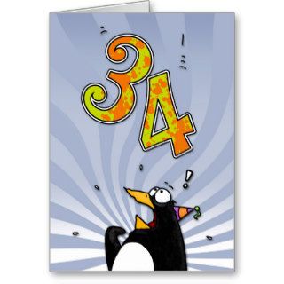 34th Birthday   Penguin Surprise Card
