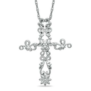 Precious Moments® Diamond Accent Cross Pendant in Sterling Silver