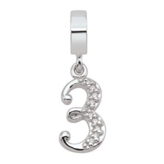 Persona® Sterling Silver Crystal Number 3 Dangle Bead   Zales