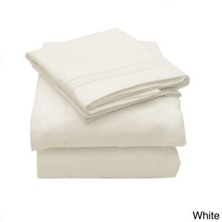 Bed Bath N More Triple Stitch 4 piece Bed Sheet Set White Size Twin