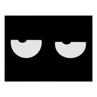 funny cool cartoon eyes smiley black posters