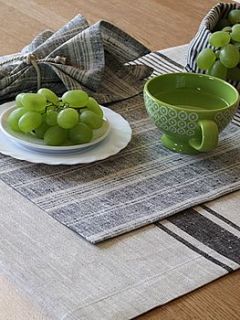 natural multistriped linen placemat by linenme