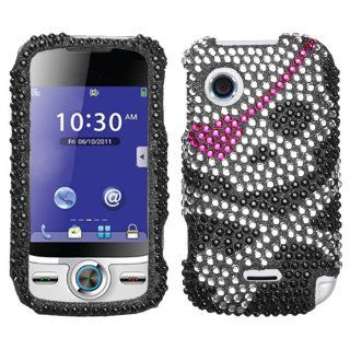 Black Silver Pirate Skull Full Diamond Bling Snap on Design Case Hard Case Faceplate for Huawei M735 Cell Phones & Accessories