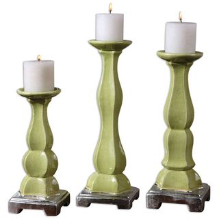 Irwyn Green Ceramic Candle Holders (set Of 3)