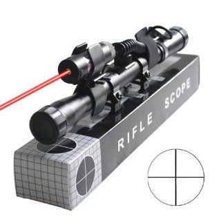 CVLIFE Telescope 4X20 .22 Caliber Optics Sniper Airsoft Rifle Scope With Red Laser Dot Sight  Sports & Outdoors