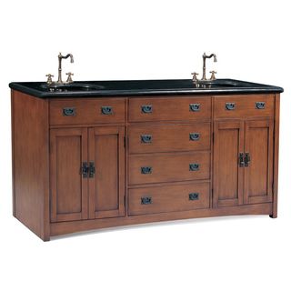 Legion Furniture Mission Style 72 inch Medium Pecan Double Sink Bathroom Vanity Black Size Double Vanities