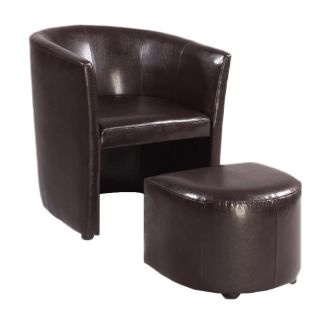 Brown Bonded Leather Club Chair/ Ottoman Set