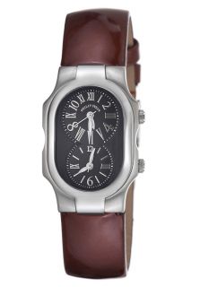 Philip Stein 1MBLCH  Watches,Philip Stein Womens Signature Brown Leather Strap Dual Time Watch, Casual Philip Stein Quartz Watches
