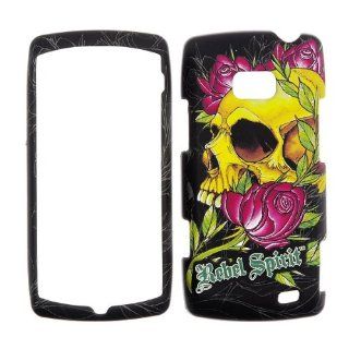 LG VS740 Ally  Rebel Spirit Skull on Roses with rubberized finish Design Cover Case Faceplates Front & Back Cell Phones & Accessories