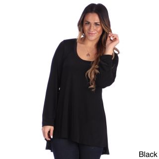 24/7 Comfort Apparel Plus Size Womens Printed Long Sleeve High low Tunic Top