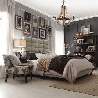 Inspire Q Inspire Q Tower Taupe Velvet Full/ Queen Upholstered Bed Brown Size Full