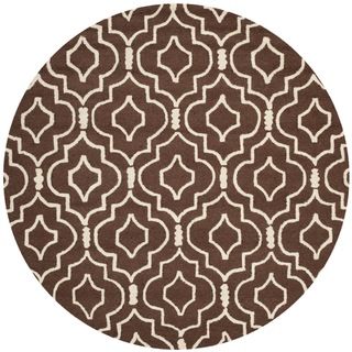 Safavieh Handmade Moroccan Cambridge Ornate pattern Dark Brown/ Ivory Wool Rug (6 Round)