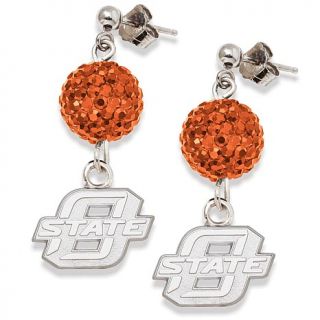 NCAA Ladies' Crystal Ovation Sterling Silver Drop Earrings by Logo Art   Oklaho