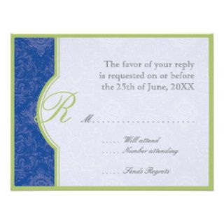 Delft BlueToile  Quatrefoil RSVP Responce Cards Personalized Invites