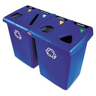 Rubbermaid 1792372 Glutton Recycling Station, Rectangular, Plastic, 92 gal, Blue   In Home Recycling Bins