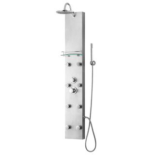 Blue Ocean 57 inch Stainless Steel Thermostatic Shower Panel With Rainfall Shower Head, Body Nozzles, And Handheld Shower Head