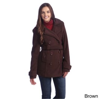 Hadari Womens Double breasted Belted Peacoat