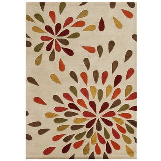 Handmade Alliyah Sand Floral New Zealand Blend Wool Rug (8 X 10)