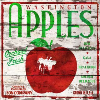 Jen Lee Art Washington Apples Reclaimed Wood   White Barn Siding Art 34030 WB